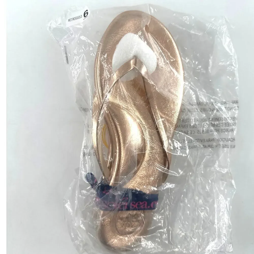 Solei Sea Women's Metallic Gold Copa Flip-Flop Sandals Size 6